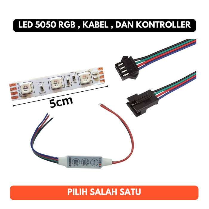 Lampu 5050 RGB 3 Led Mata Variasi RGB 12V Kontroler Kabel SM 4P