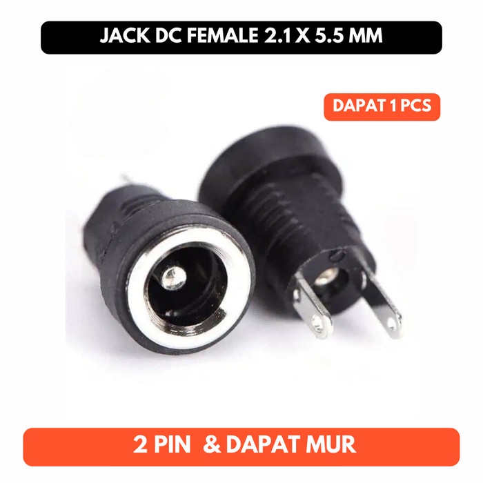 Female Power Jack DC Mur 2.1mm x 5.5mm 2.1 5.5 mm Mount Socket Plug In