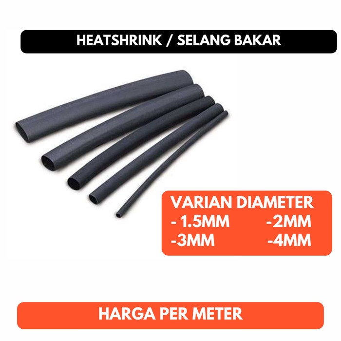 Selang Bakar Heatshrink 1.5mm 2mm 3mm 4mm Heat Shrink Isolasi Bakar