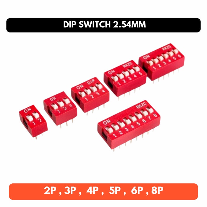 DIP Switch Toggle 2P 3P 4P 5P 6P 8P 2 3 4 5 6 8 P Pin 2.54mm 2.54 mm