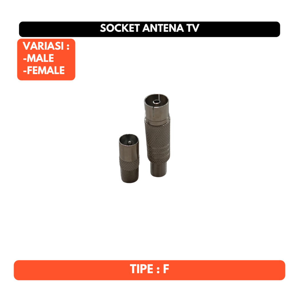 Soket Anten Antena TV konektor Type Tipe F Kosong Socket Male Female Connector Metal Besi