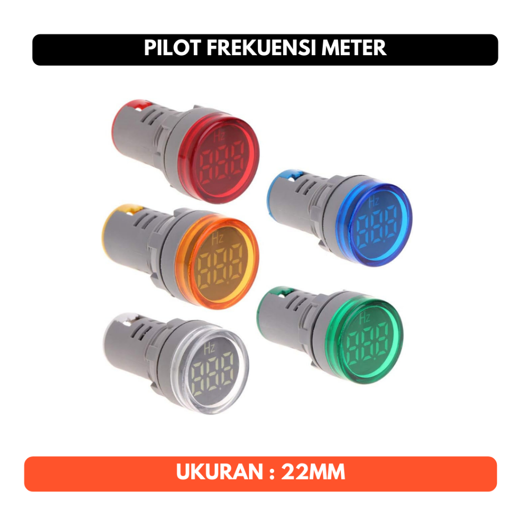 Lampu Pilot Frekuensi Meter Hertz Hz PLN AC Indikator LED 22mm