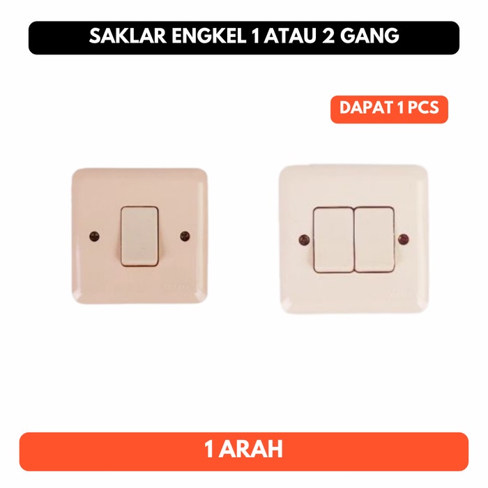 Saklar Engkel IB 1 2 Gang 1 Way Arah Arde Dinding Tanam Tembok Switch
