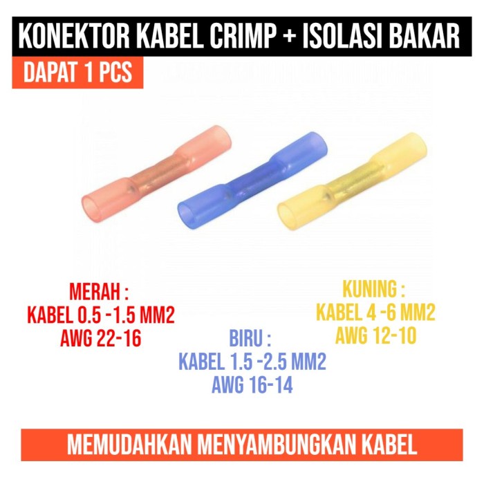 Konektor Kabel Crimp Krimp + Isolasi Bakar Sambungan Kabel Heat Shrink