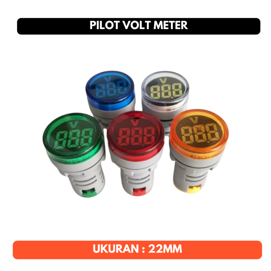 Lampu Pilot Voltmeter Volt Meter PLN 220 v 220v AC Indikator LED 22mm