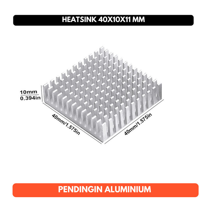 Aluminium Heatsink 40x40x11 mm 4x4 cm tinggi 11mm 40mm 4cm Heat Sink Cool Pendingin