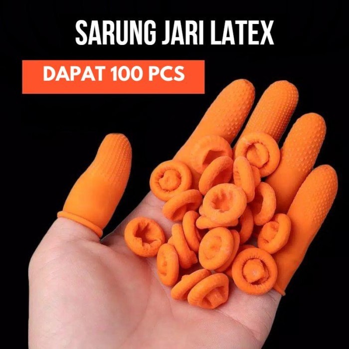 Sarung Jari Tangan Karet Latek Latex Rubber Fingers Glove Coat 100 pcs