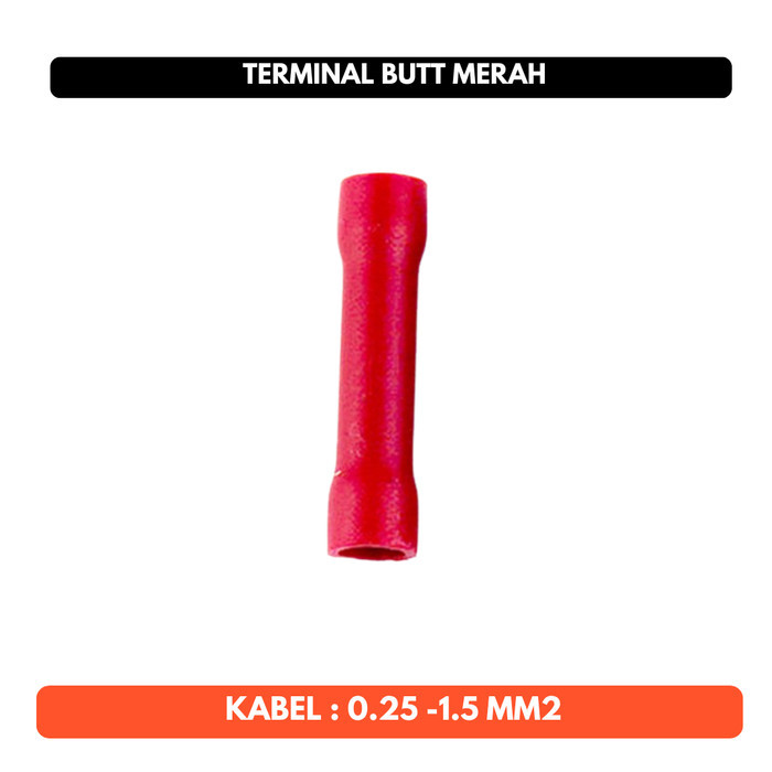 Terminal Butt Insulated Merah Cable Konektor Sambungan Kabel Tanpa Solder