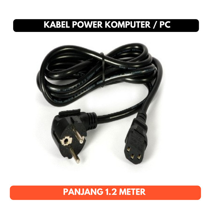 Kabel Power 1.2m 1.2 Meter PC Komputer CPU Supply PLN AC Kabel Lubang 3