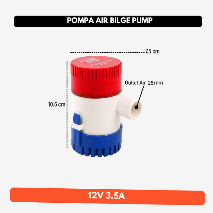 Pompa Air Bilge Pump 1100 GPH 12V 3.5A 3,5A Submersible Water Pump Motor Celup Brushless DC