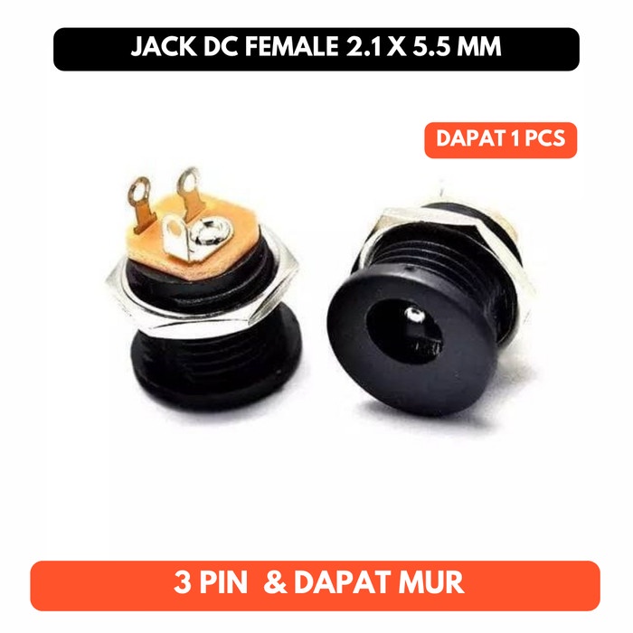 Female Power Jack DC Mur 2.1mm x 5.5mm 3 Pin 2.1 5.5 mm Mount Socket
