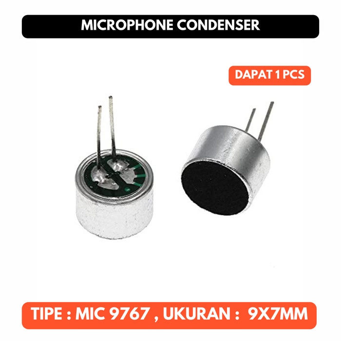 Mic 9767 Jarum 9x7mm Needle Electret Microphone Condenser SMD Audio