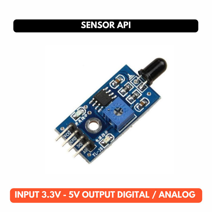 Sensor Api Flame 4 PIN 3.3V 5V Module Modul Arduino Biru