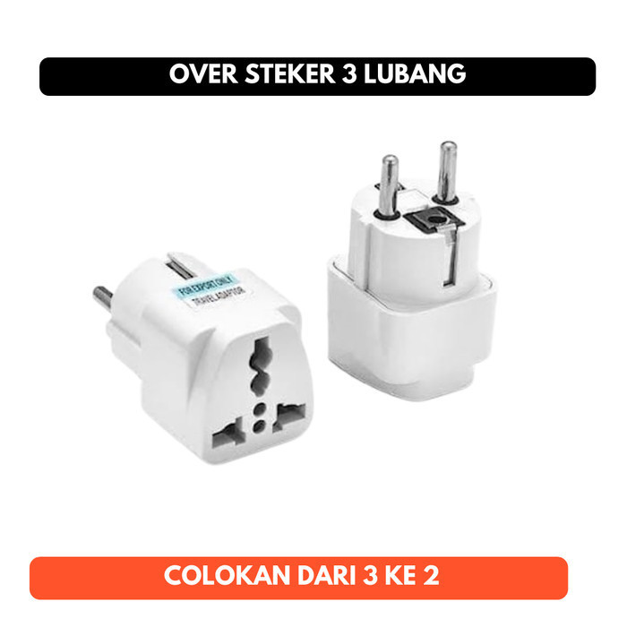 Adapter Colokan Kaki 3 Steker 3 ke 2 Sambungan Charger Stop Kontak