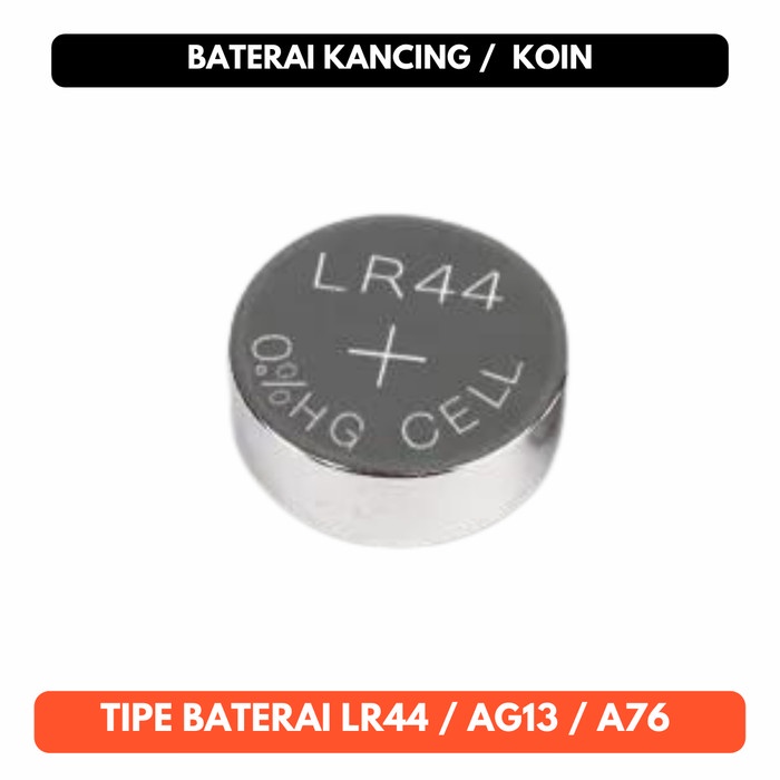 Baterai Kancing LR44 AG13 A76 Koin LR 44 AG 13 Jam Button Coin Battery