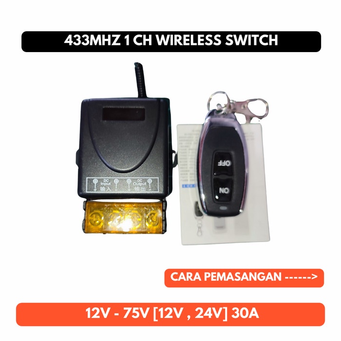 Wireless Switch 1CH 12V 24V 12 24 V 30A 433MHZ 433 MHZ Relay Rf433 PLN
