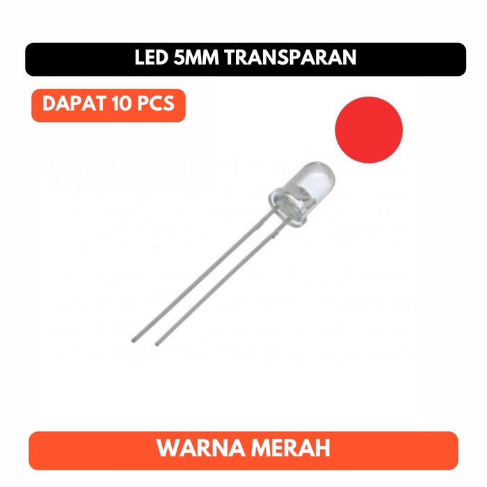 LED Red Merah 5mm 5 mm Bening Clear Transparant Transparan