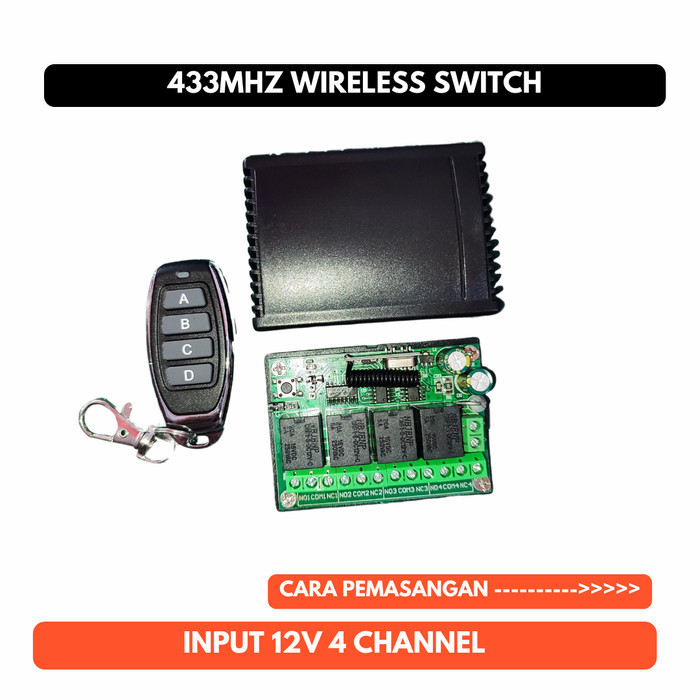 RF433 4CH 12V Wireless Switch 12 V 20A 433MHZ 433 MHZ Relay RF Remote