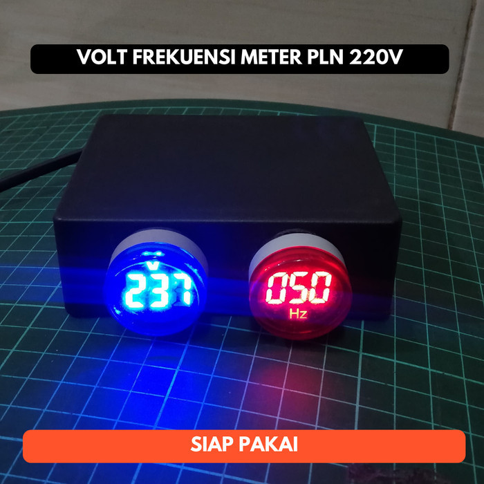 Volt Voltmeter Frekuensi Meter Hertz Hz Box Lampu Pilot PLN AC 22mm
