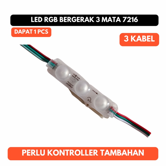 Lampu 7216 RGB 3 Led Mata Running RGB 12V Gerak 3L 12 Volt Waterproof