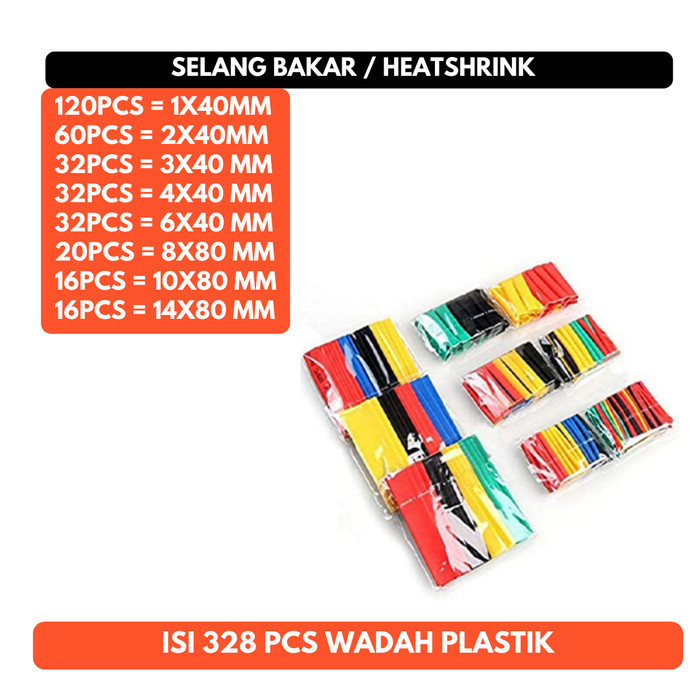 Selang Bakar 328pcs 328 pcs Heatshrink Heat Shrink Isolasi Bakar
