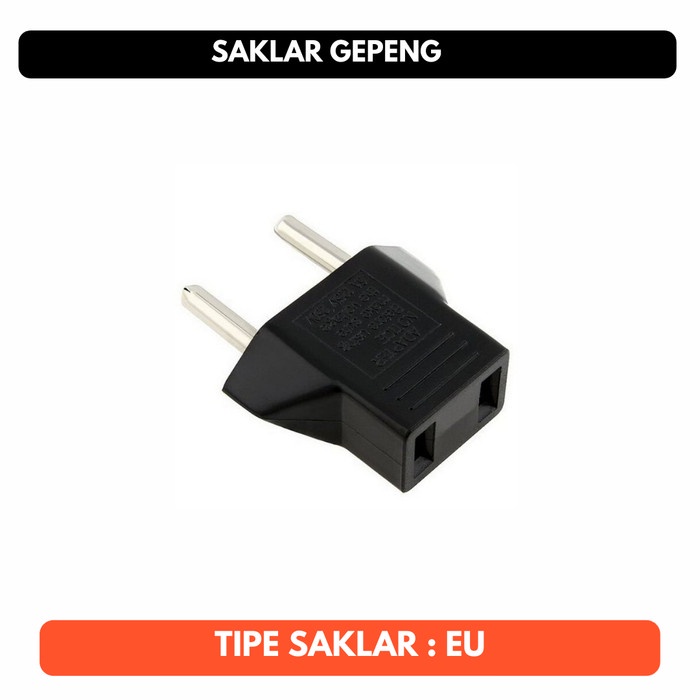Over Steker Gepeng Pipih ke Bulat Adapter Sambungan Colokan Listrik EU