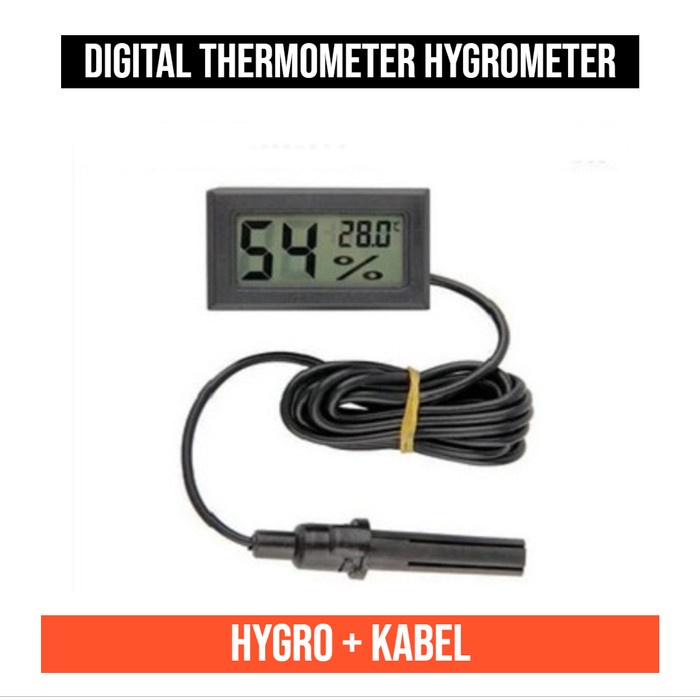 Alat Ukur Suhu Kelembaban Digital Mini Hygrometer Higrometer + Kabel