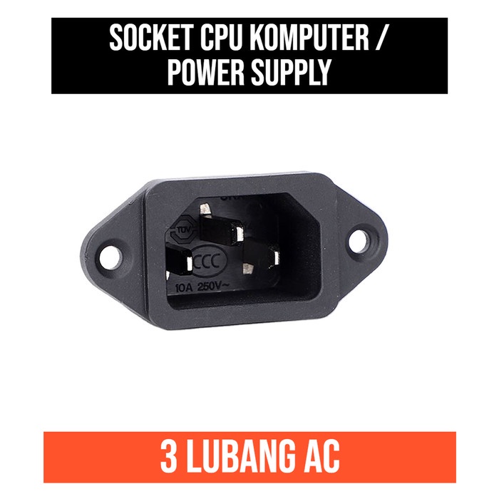 Socket Male AC IN CPU Komputer Soket Power Supply Colokan 3 Lubang