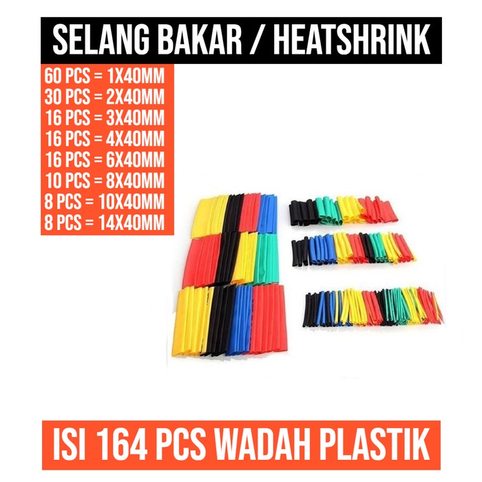 Selang Bakar 164pcs 164 pcs Heatshrink Heat Shrink Isolasi Bakar