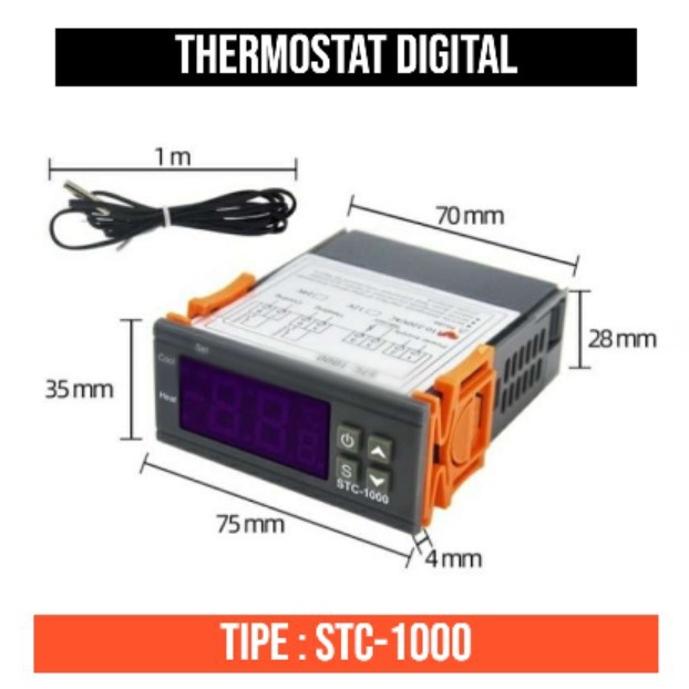 Digital Thermostat STC1000 Suhu Temperature Controller STC-1000