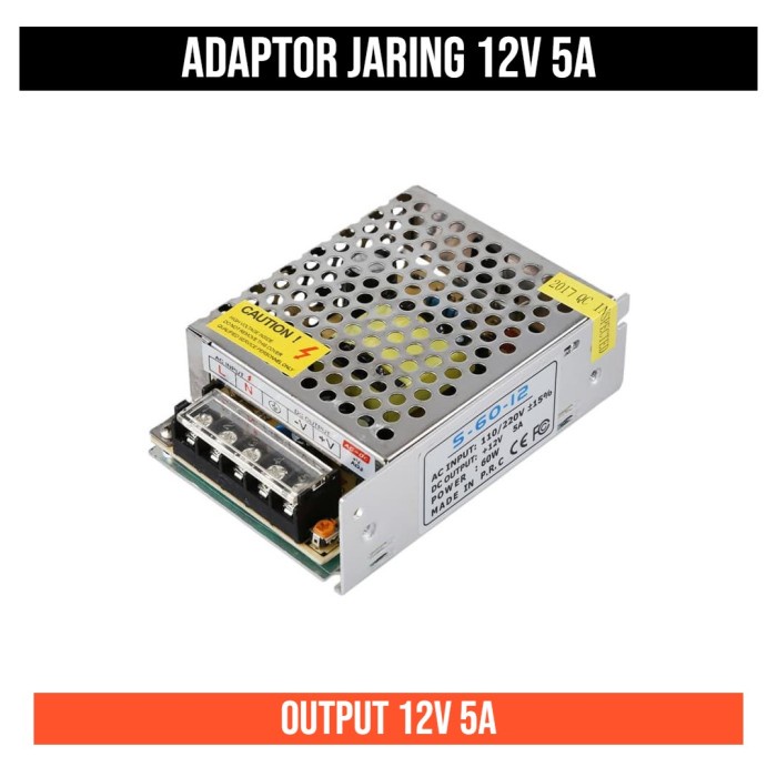 Adaptor Jaring 12V 5A DC 12 V 12V 5 A 5A Power Supply Jaring