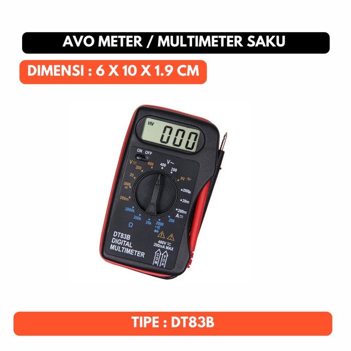 Avometer DT83B Multimeter Digital Multitester DT-83B Saku Kantong Avo