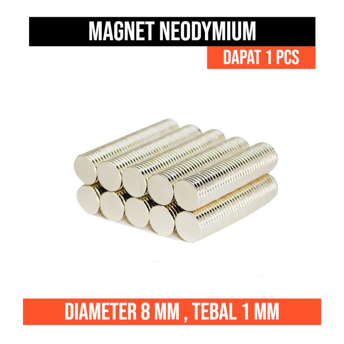 Magnet 8x1 mm Neodymium 8x1mm Silinder 8mm x 1mm N52 8 mm Kuat