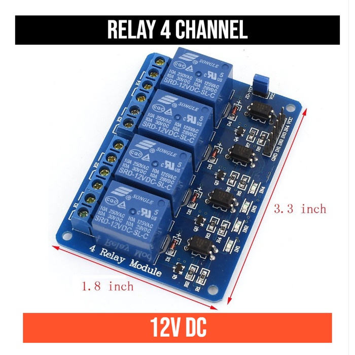 Relay Module 12V 4 Channel 4ch 4 ch Untuk Arduino Modul Relay 12V 12 V