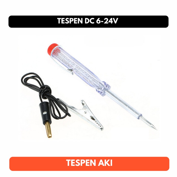 Tespen Aki 6V 12V 24V Tes Pen DC Test Listrik Testpen Obeng Minus Led