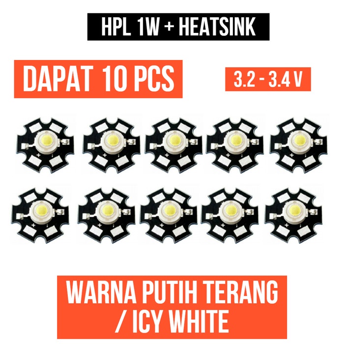 Lampu HPL 1W Putih Terang Heatsink Icy White 1 Watt W Star 10 Pcs