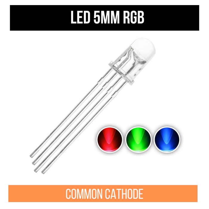 LED RGB 5mm 5 mm Common Cathode Katode Katoda Clear Transparan