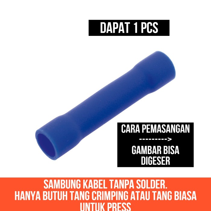 Terminal Butt Insulated Cable Konektor Sambungan Kabel Tanpa Solder