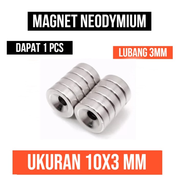 Magnet Neodymium 10x3mm Lubang Round 3mm N52 Ring 10 3 10x3 mm Bulat