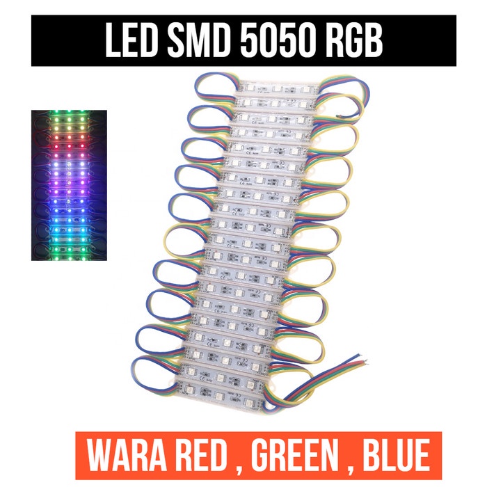 Lampu 5050 RGB 3 Led Mata Variasi RGB 12V Module 3L 12 Volt Waterproof