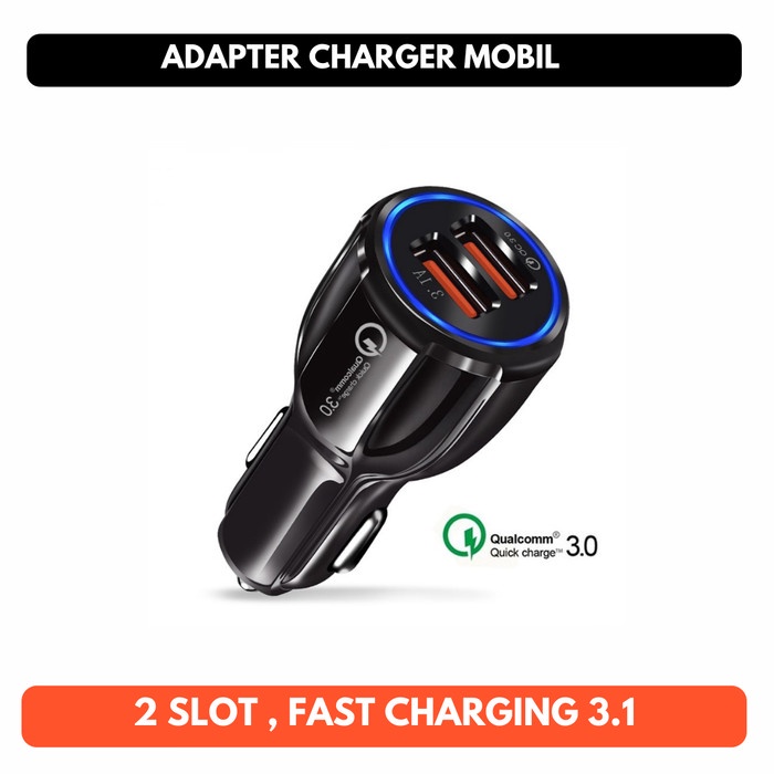 Adapter Charger 2 Slot USB 12V 24V Mobil Quick Fast Charging 3.1 6A