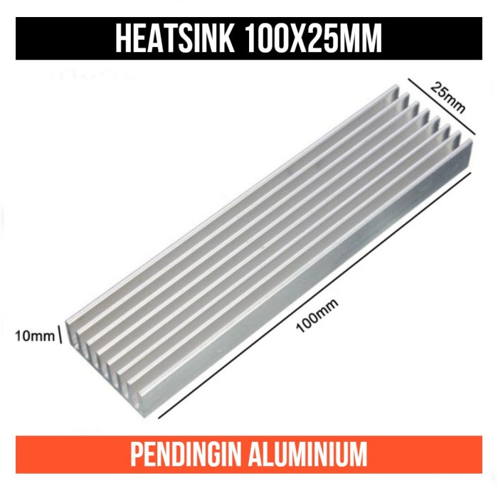 Aluminium Heatsink 100x25 mm 10x2.5 cm Heat Sink Cool Pendingin 10 2.5