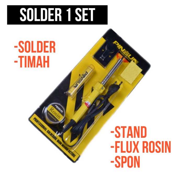 Solder 1 Set 60w 60 W 60 Watt 220v AC Timah Stand Spon Flux Rosin