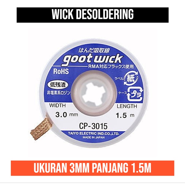 Wick 3mm 1.5m Desoldering Pelepas Pembersih Timah Solder 3 mm 1.5m