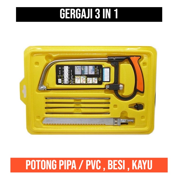 Gergaji Magic Saw 3 IN 1 3IN1 Plastik Pipa PVC Besi Metal Kayu Set
