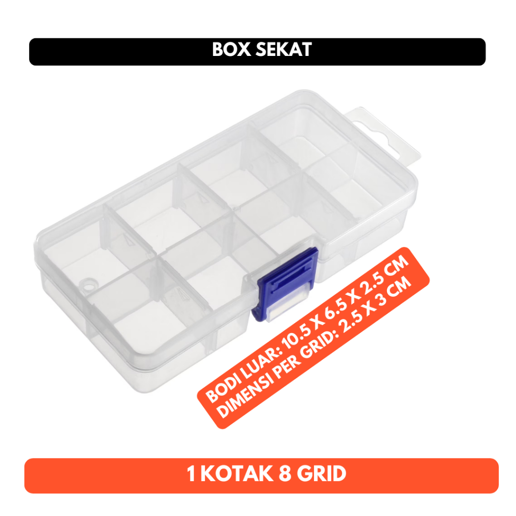 Box Kotak 10.5X6.5X2.5 cm Komponen Mini Toolbox Storage Penyimpanan Sparepart Mur Baut Multifungsi