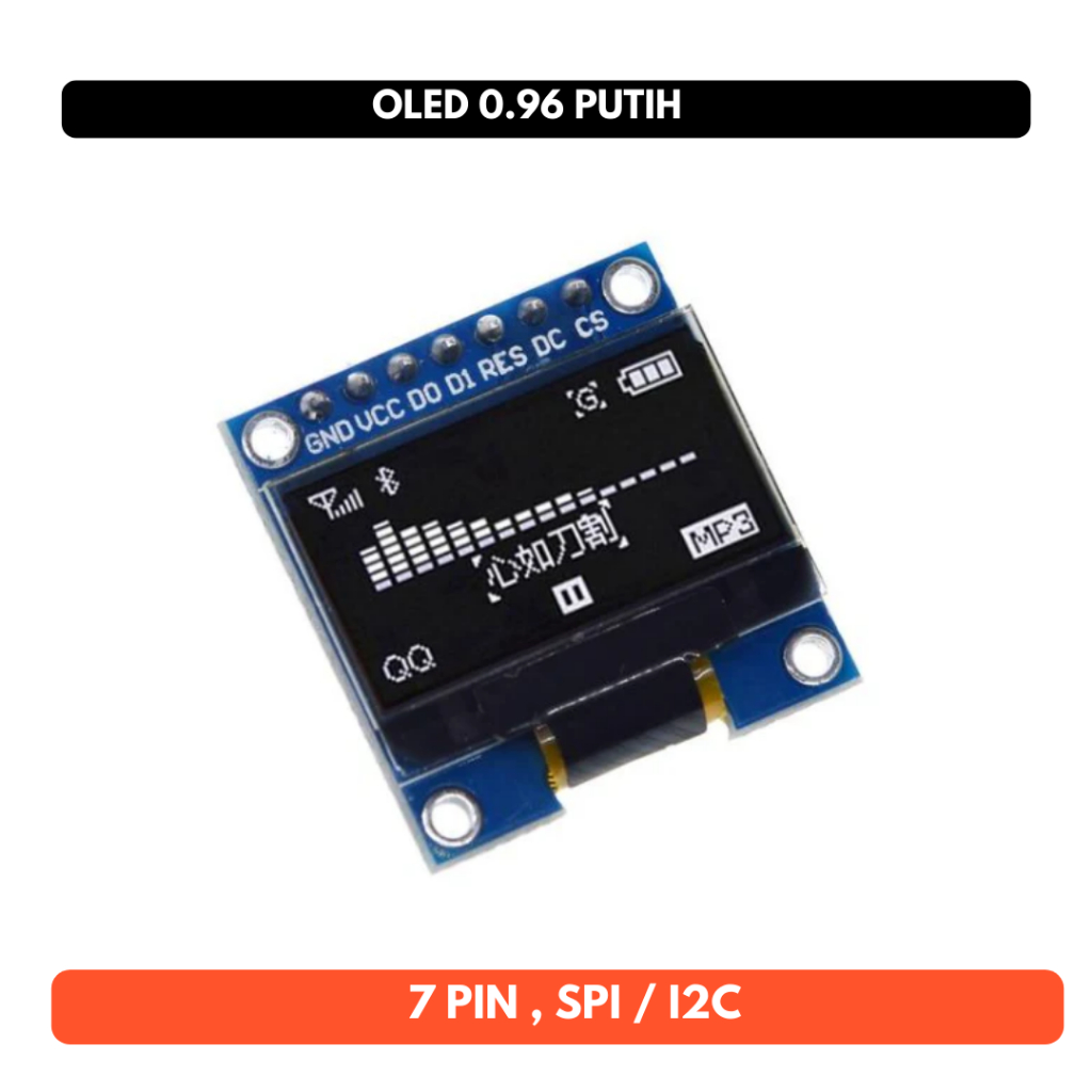 OLED 0.96 inch 7 Pin 7P SPI Putih Display White Arduino LCD 128x64 SSD1306