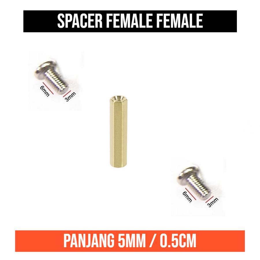 Spacer PCB kuningan 5 mm 5mm 0.5cm 0.5 cm female to female