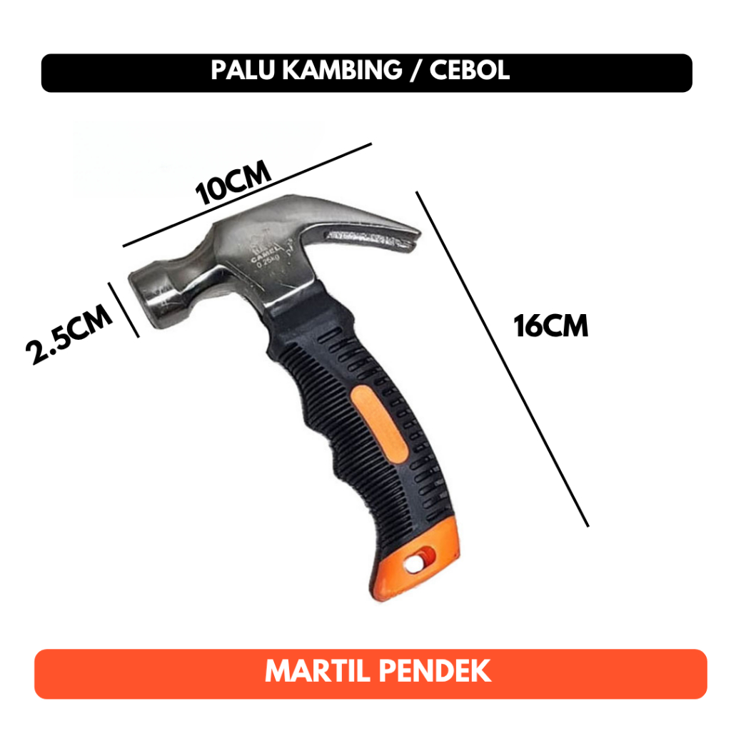 Palu Kecil Kambing Cebol Bogel Martil Pendek Mini Hammer 16cm 15cm