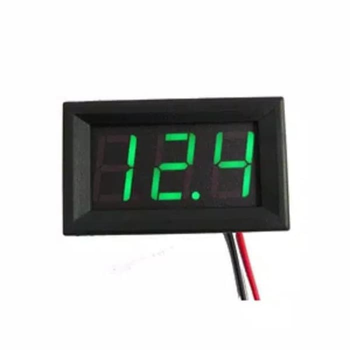 Voltmeter Digital 2 Kabel 0.56 Inchi DC 4.5V to 30V Warna Hijau